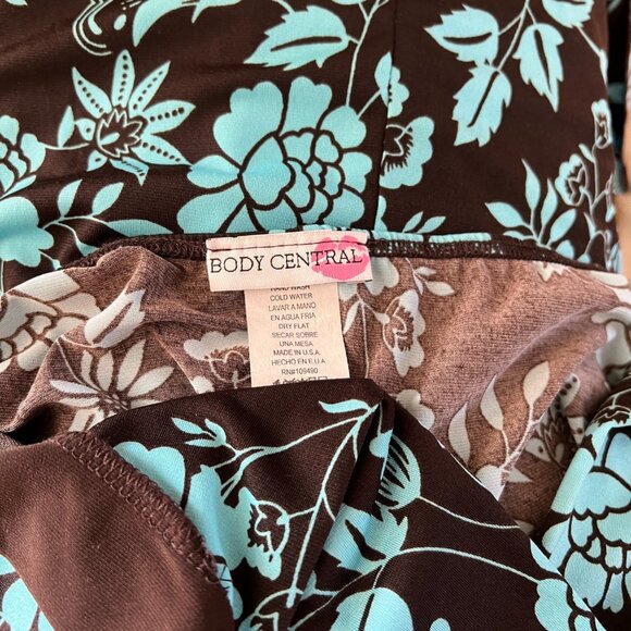 Body Central Brown & Blue Floral Summer Halter Dress sz S NEW - Picture 4 of 7